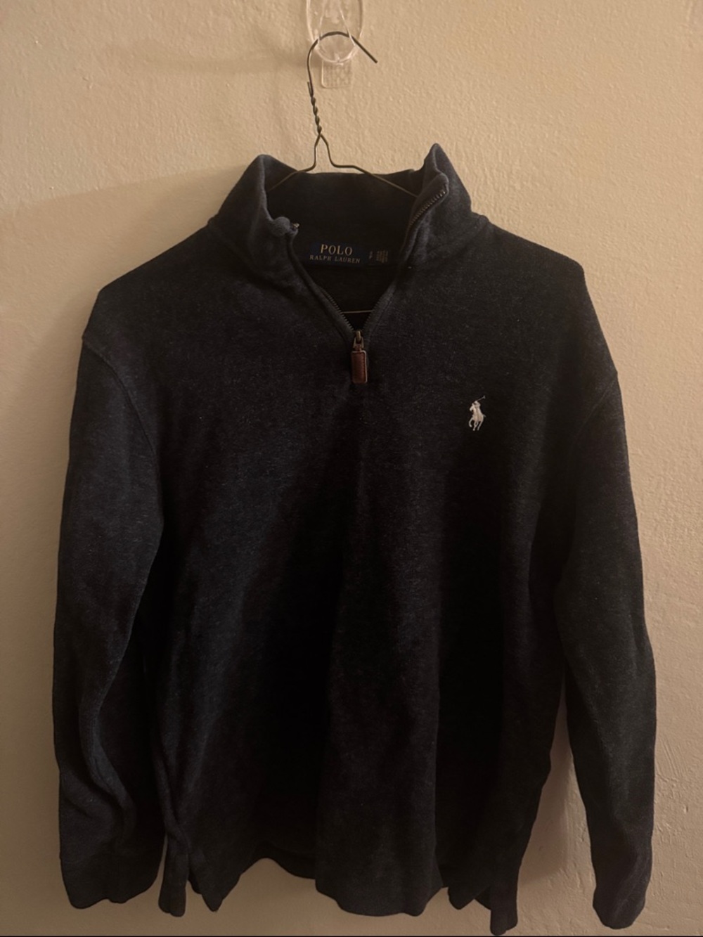 Polo by Ralph Lauren Men’s Dark gray quarter-zil Sweater with Polo Pony
